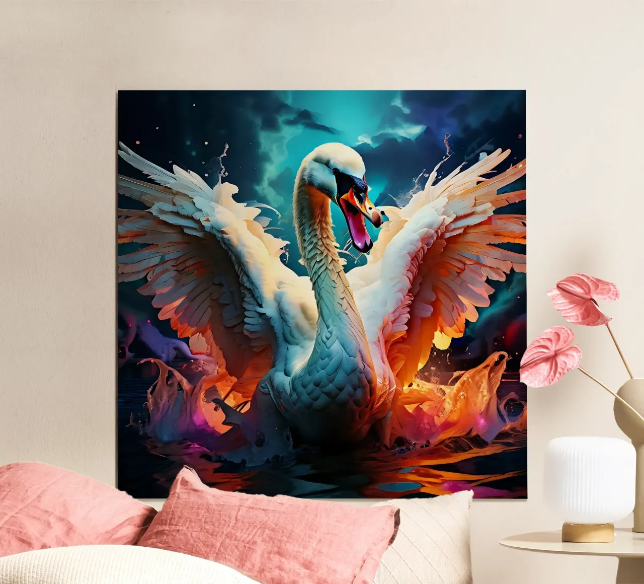 Cisne_estilo_J_1 poster con marco de plástico de Tierisch bunt by LK