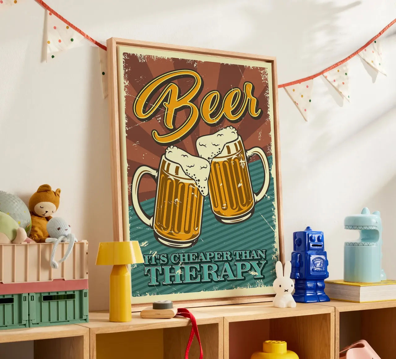 bierkrüge schaum getränke alkohol Leinwand mit Schattenfugenrahmen von Anna Müller