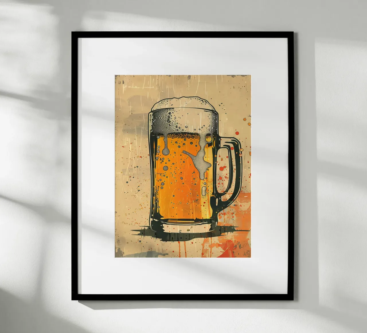boccale di birra schiuma bolle vetro ambrato poster con telaio in plastica da Anna Müller