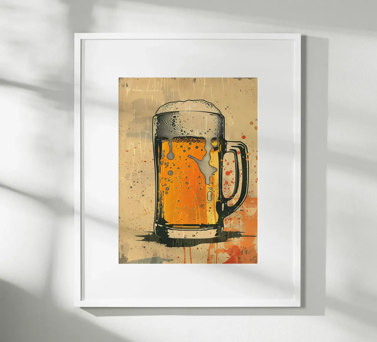 boccale di birra schiuma bolle vetro ambrato poster con telaio in plastica da Anna Müller