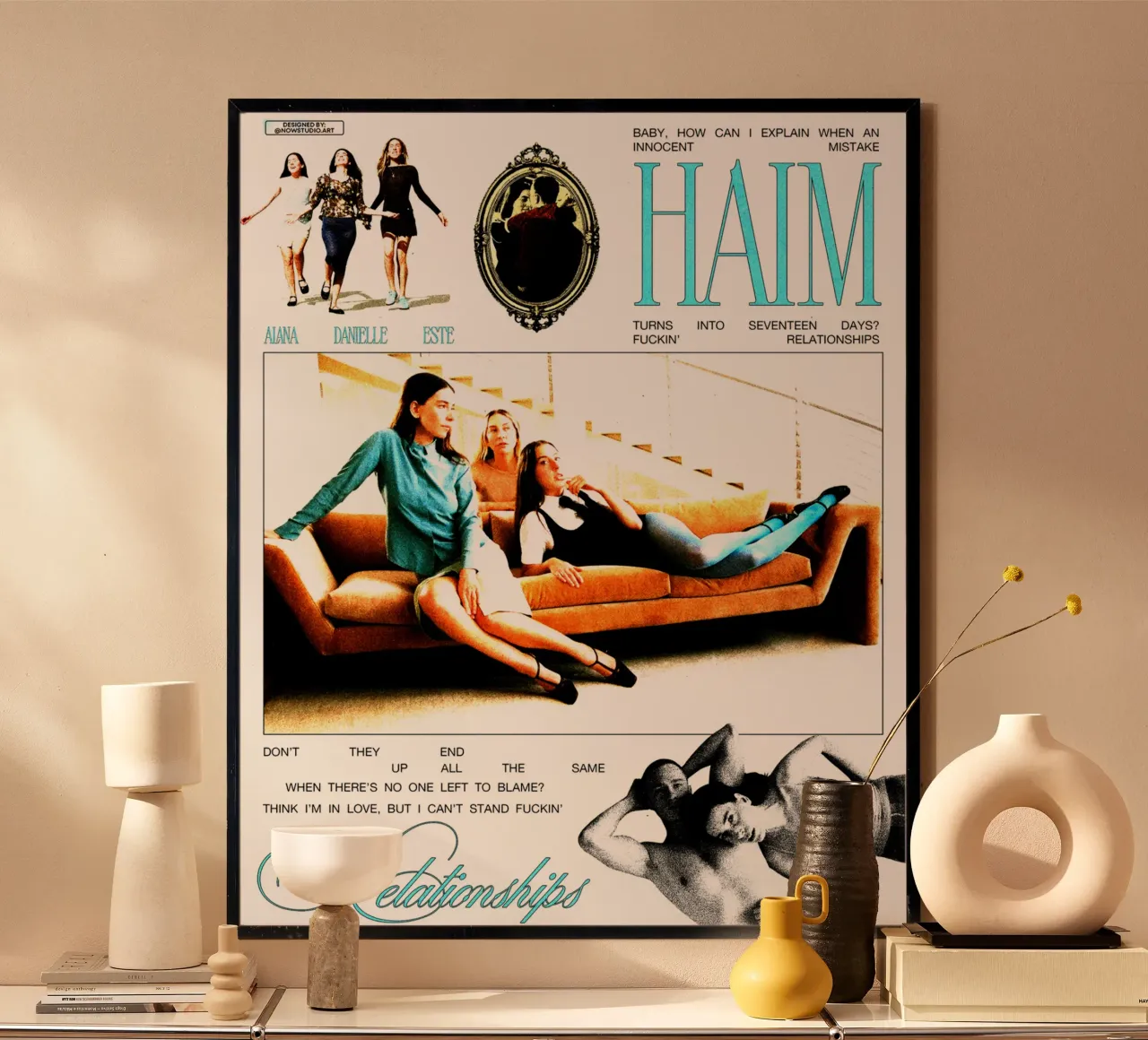 Maglietta essenziale della band pop americana Relation poster con telaio in legno da igoshartwrks