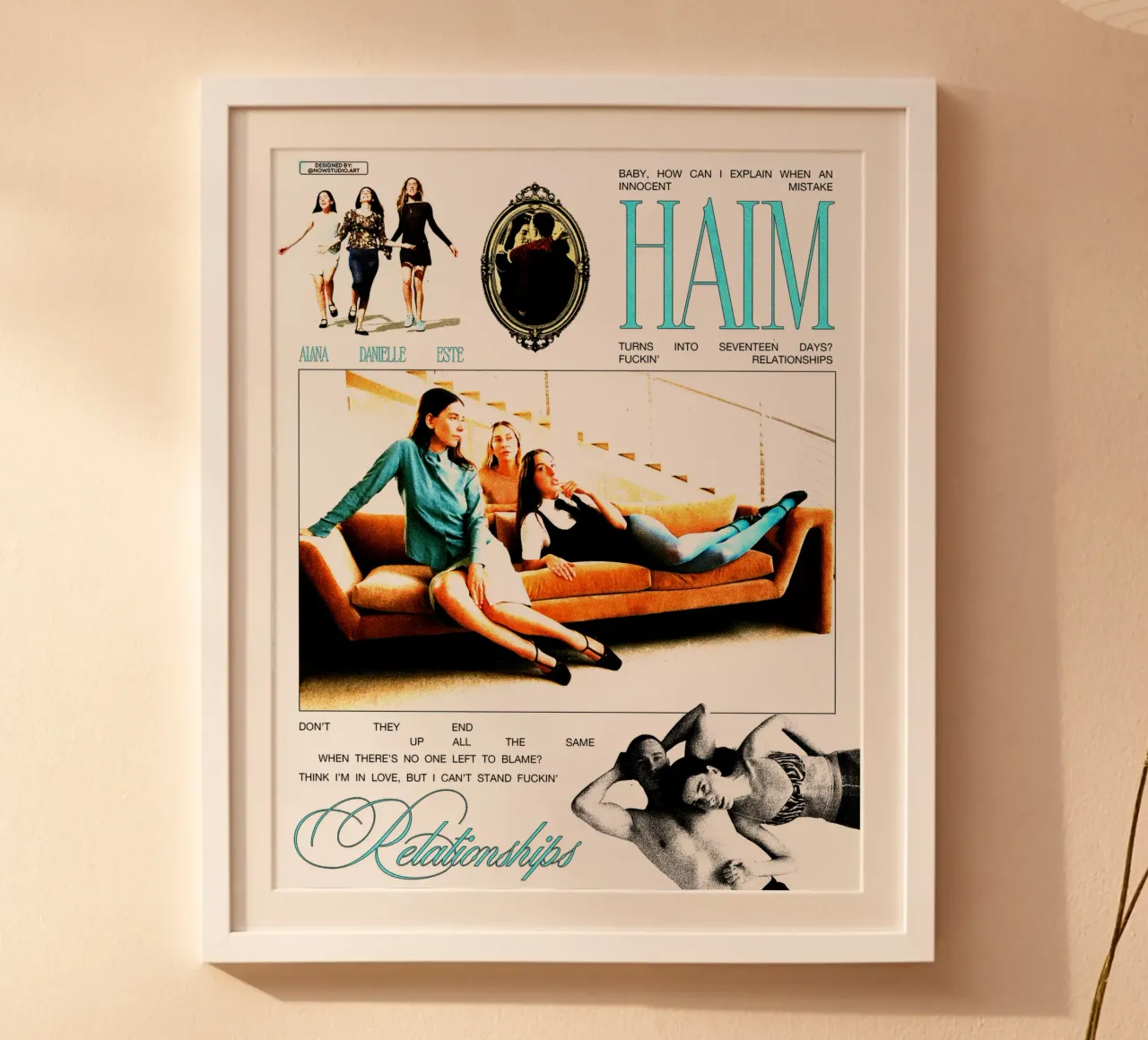 Maglietta essenziale della band pop americana Relation poster con telaio in legno da igoshartwrks