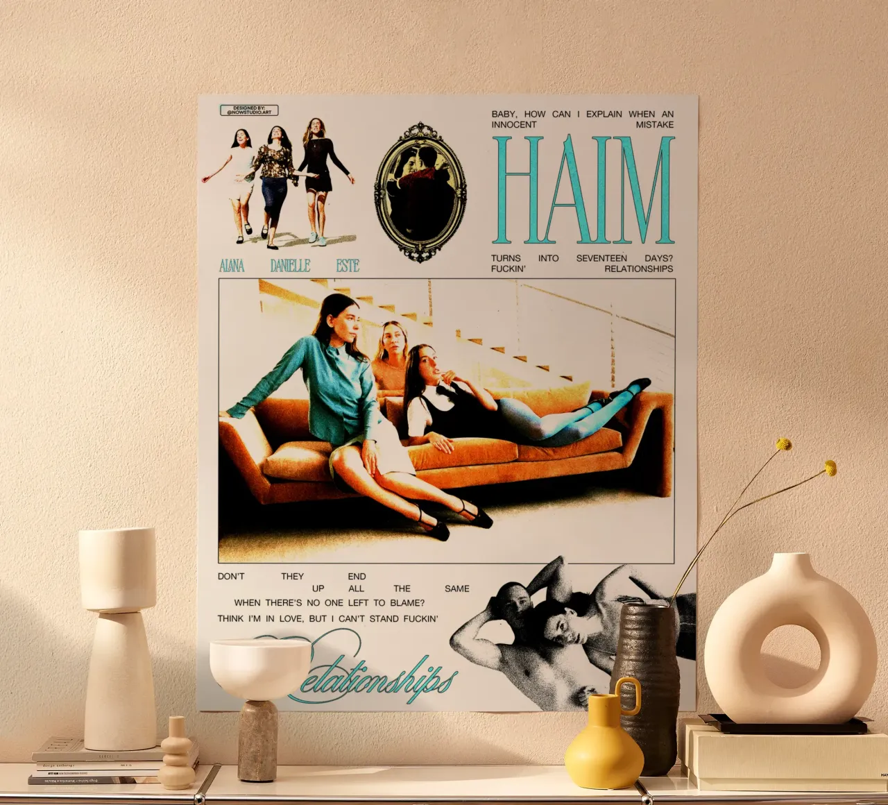 Maglietta essenziale della band pop americana Relation poster con telaio in legno da igoshartwrks