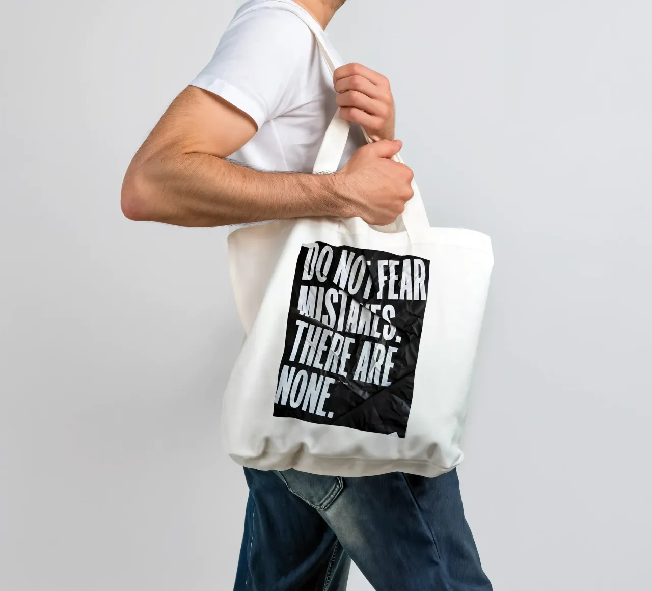 DO NOT FEAR MISTAKES borsa in juta da Type & Tape