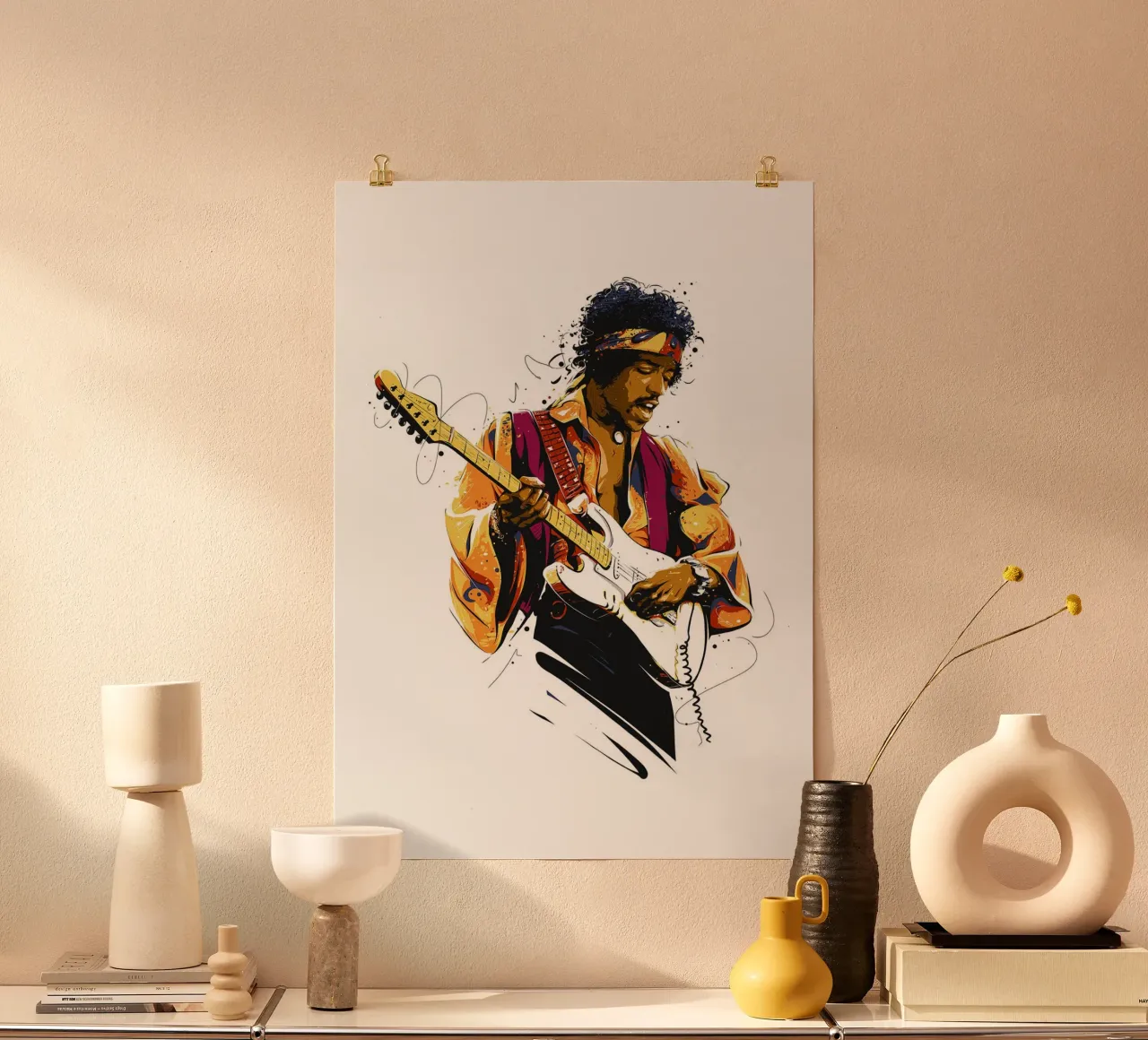 Chitarra di Jimi Hendrix poster con telaio in alluminio da James