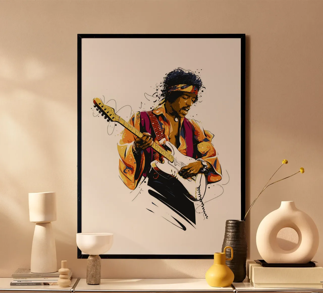 Chitarra di Jimi Hendrix poster con telaio in alluminio da James