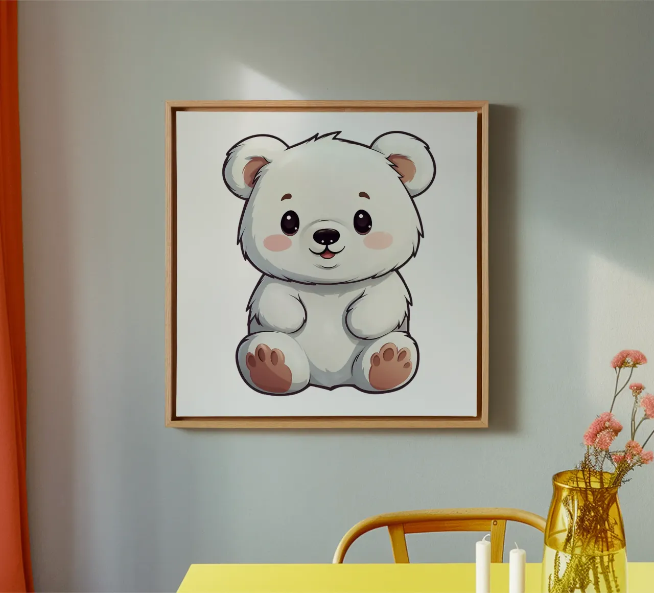 Orso dei cartoni animati tela con Cornice a cassetta da Unicorn Unlimited