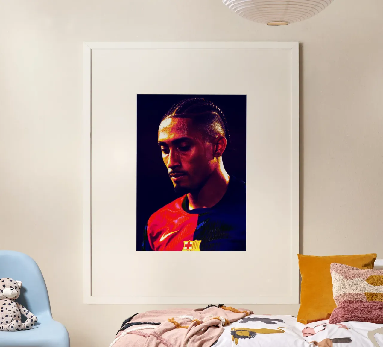 Rapinha Giocatore di calcio brasiliano poster con telaio in legno da Lembayung art