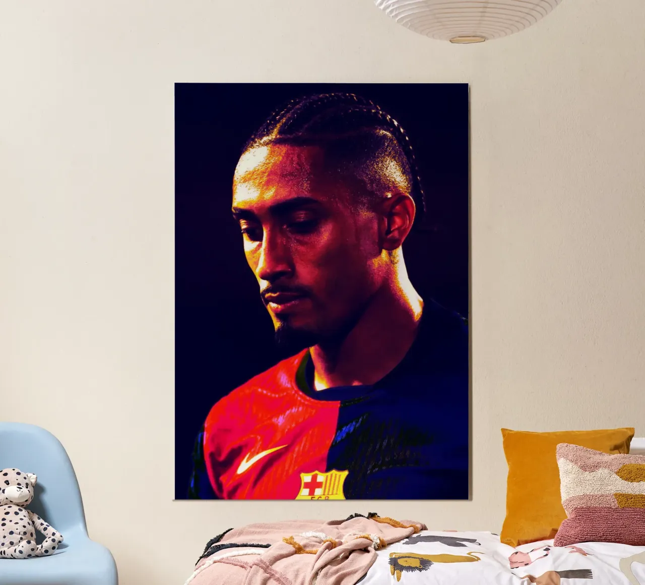 Rapinha Giocatore di calcio brasiliano poster con telaio in legno da Lembayung art