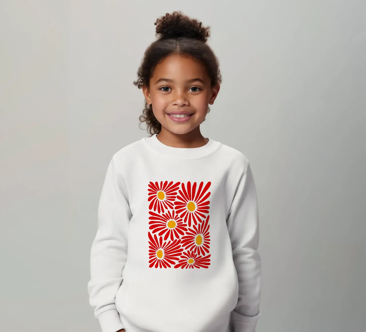 Red vivid abstract flowers felpa bambino da TijanaArtStudio88