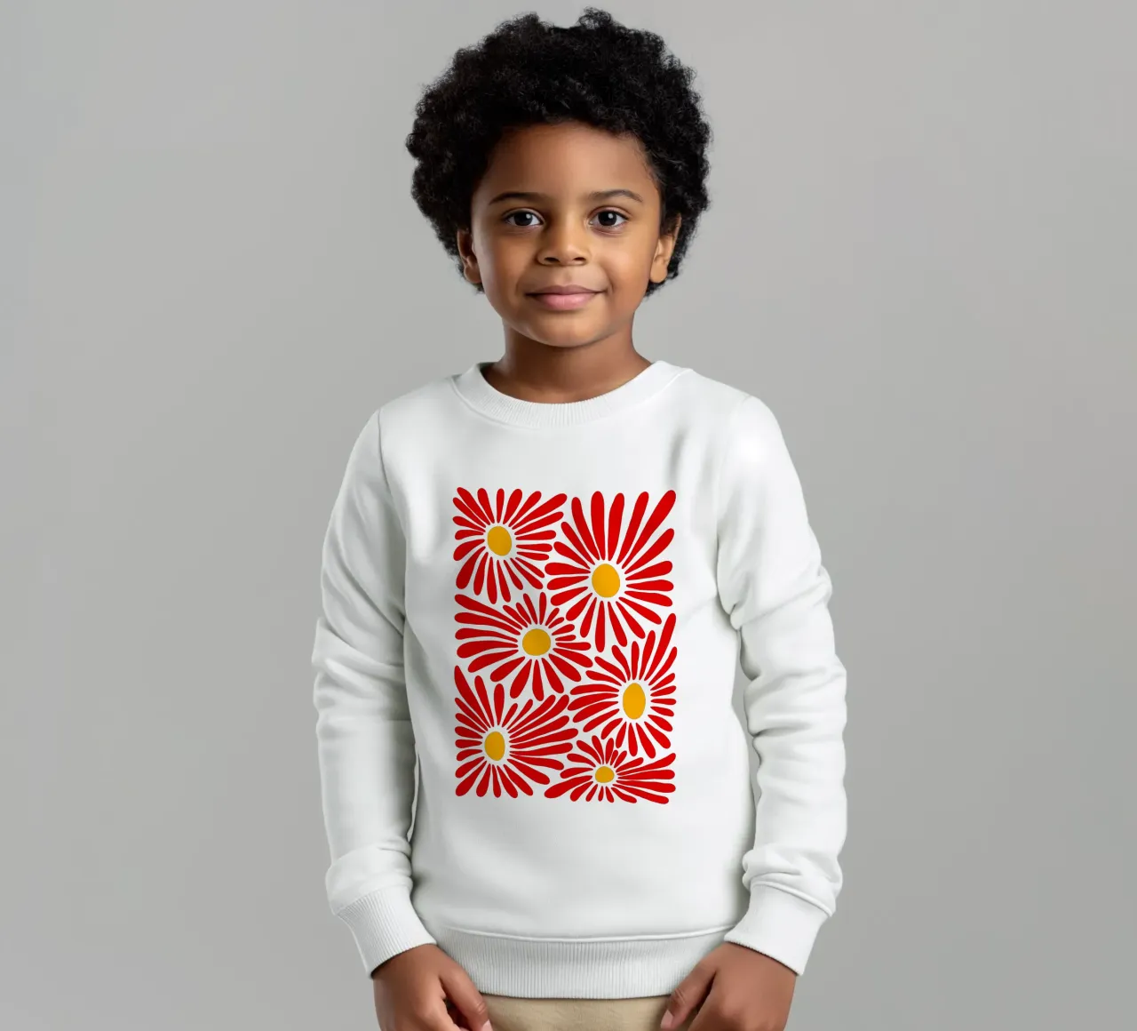 Red vivid abstract flowers felpa bambino da TijanaArtStudio88