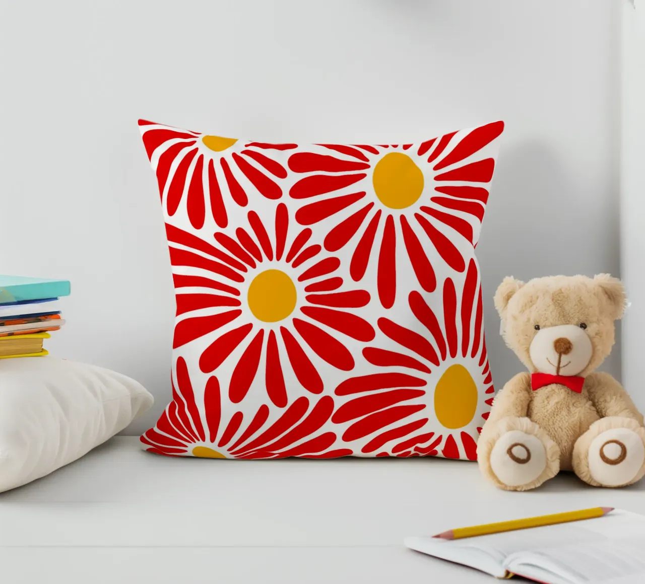 Red vivid abstract flowers cuscino da TijanaArtStudio88