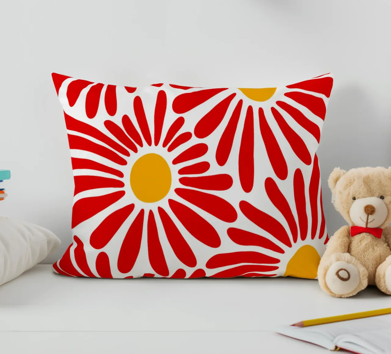 Red vivid abstract flowers cuscino da TijanaArtStudio88