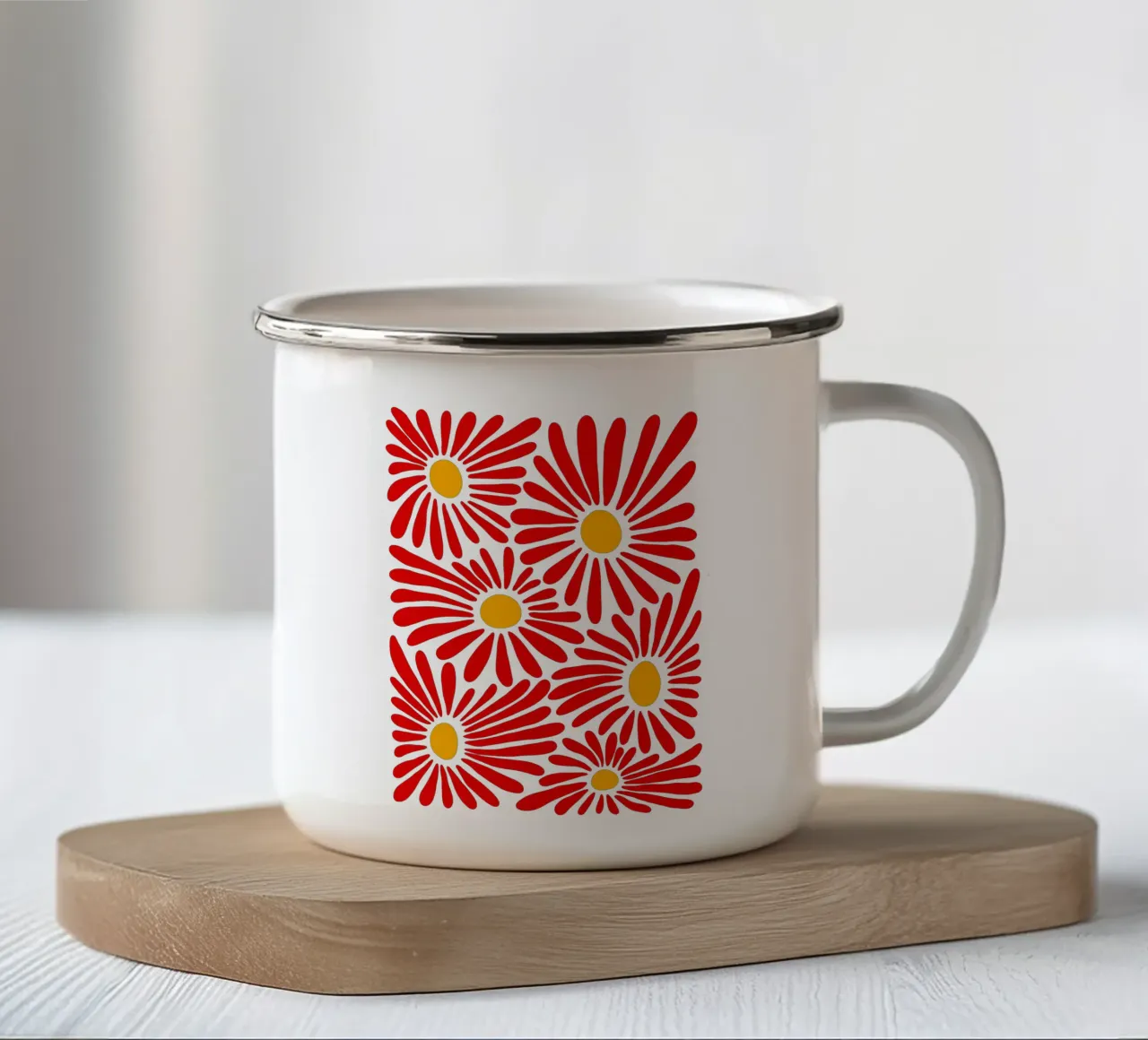 Red vivid abstract flowers tazza in smalto da TijanaArtStudio88