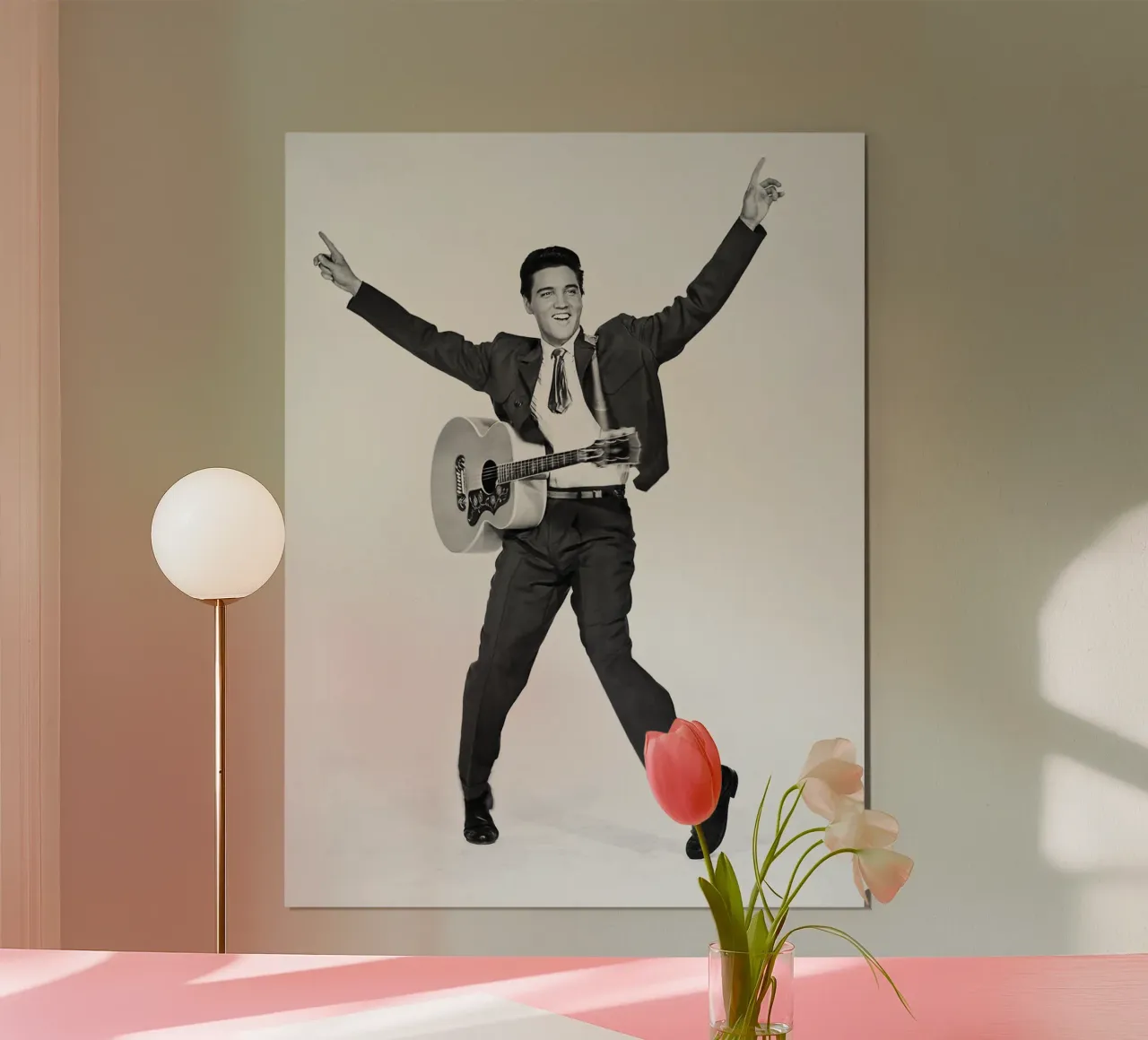 Elvis Presley con la chitarra poster con telaio in plastica da James