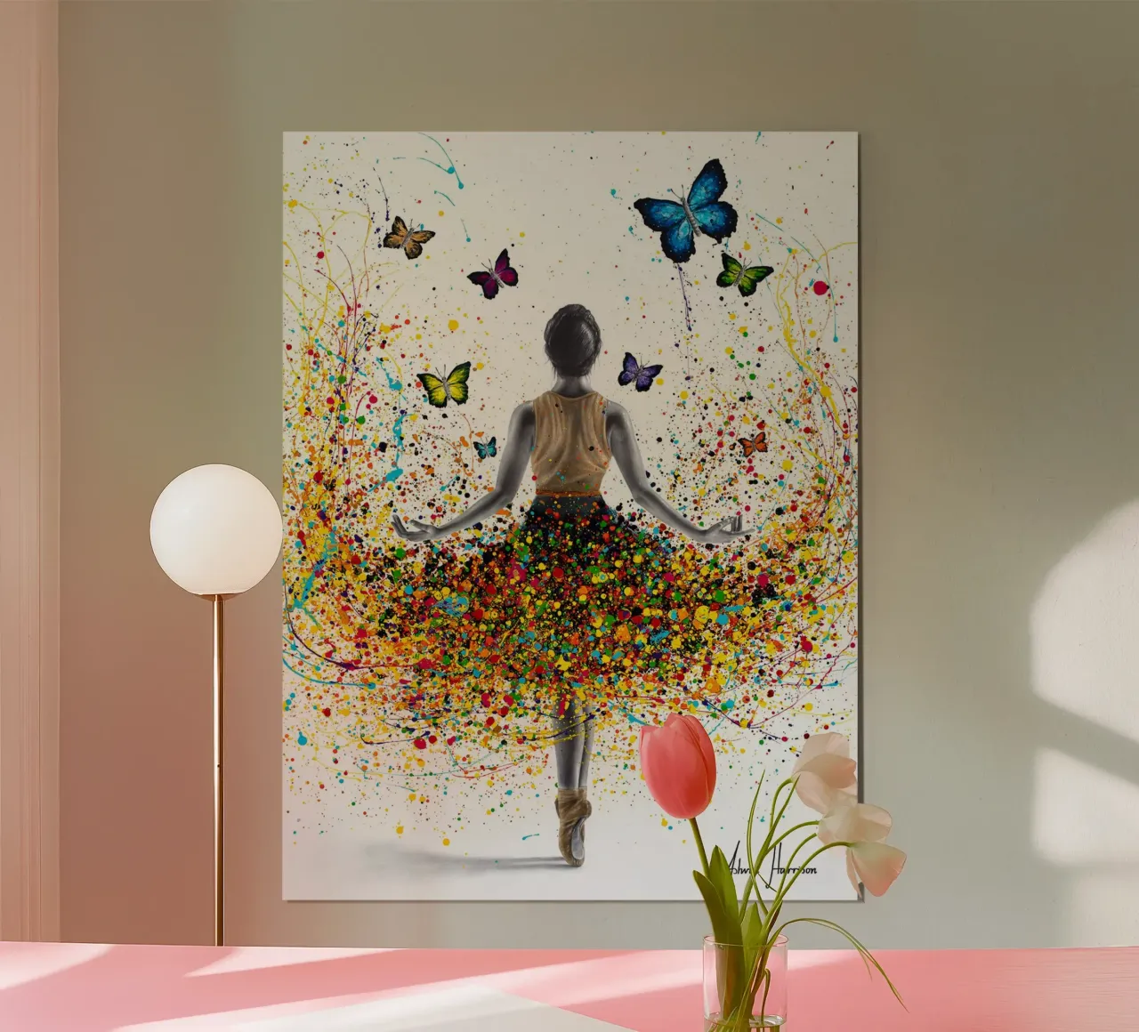 Ballerina Farfalla Arcobaleno poster con telaio in plastica da James