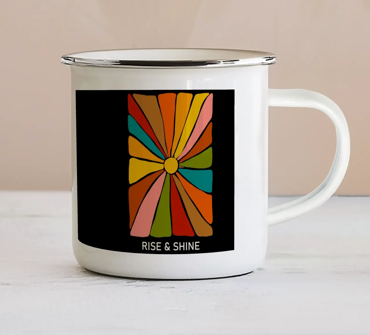 Rise and shine Colorful Sun tazza in smalto da TijanaArtStudio88
