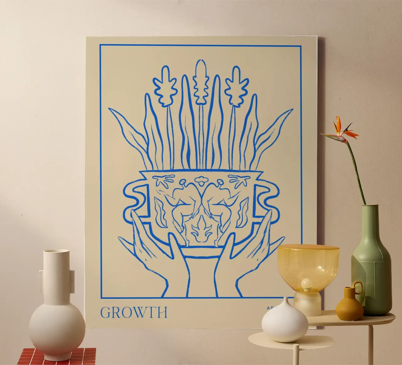 Vessel Collection, Growth Line Art tela con Cornice a cassetta da Arty Guava
