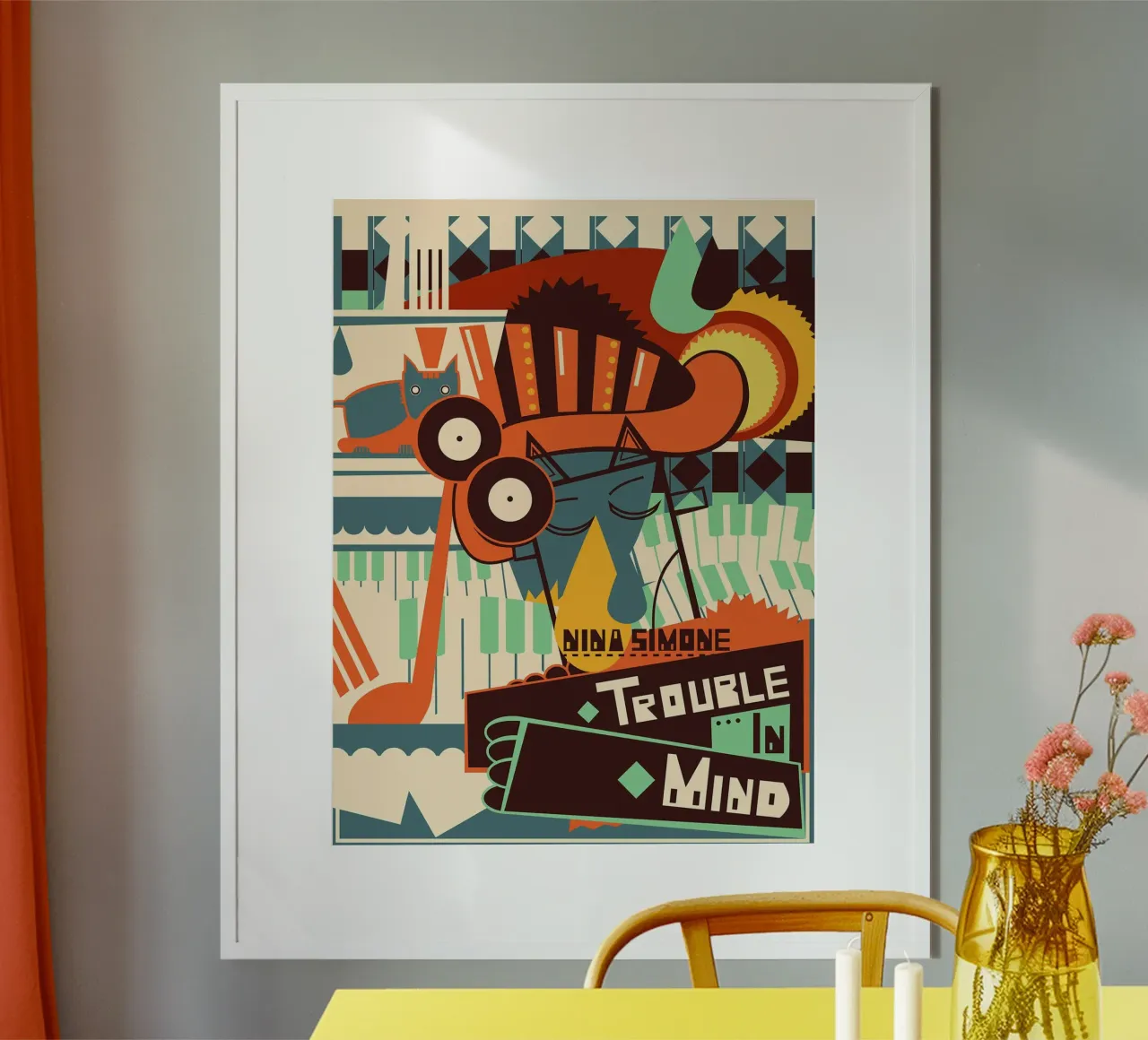 Nina Simone - Trouble in Mind poster con telaio in legno da James