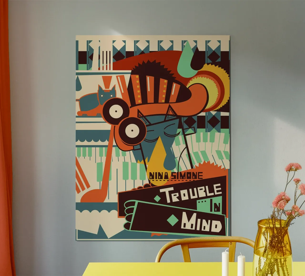 Nina Simone - Trouble in Mind poster con telaio in legno da James