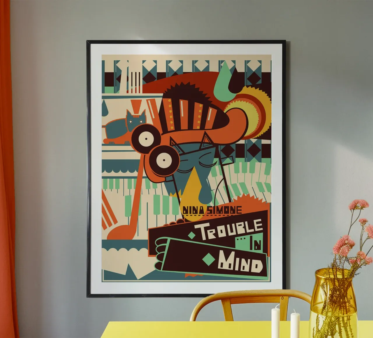 Nina Simone - Trouble in Mind poster con telaio in legno da James