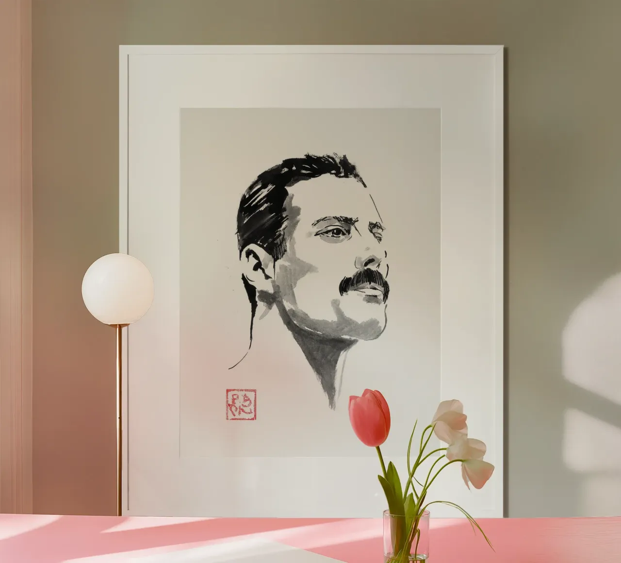 Freddie Mercury poster con telaio in legno da James