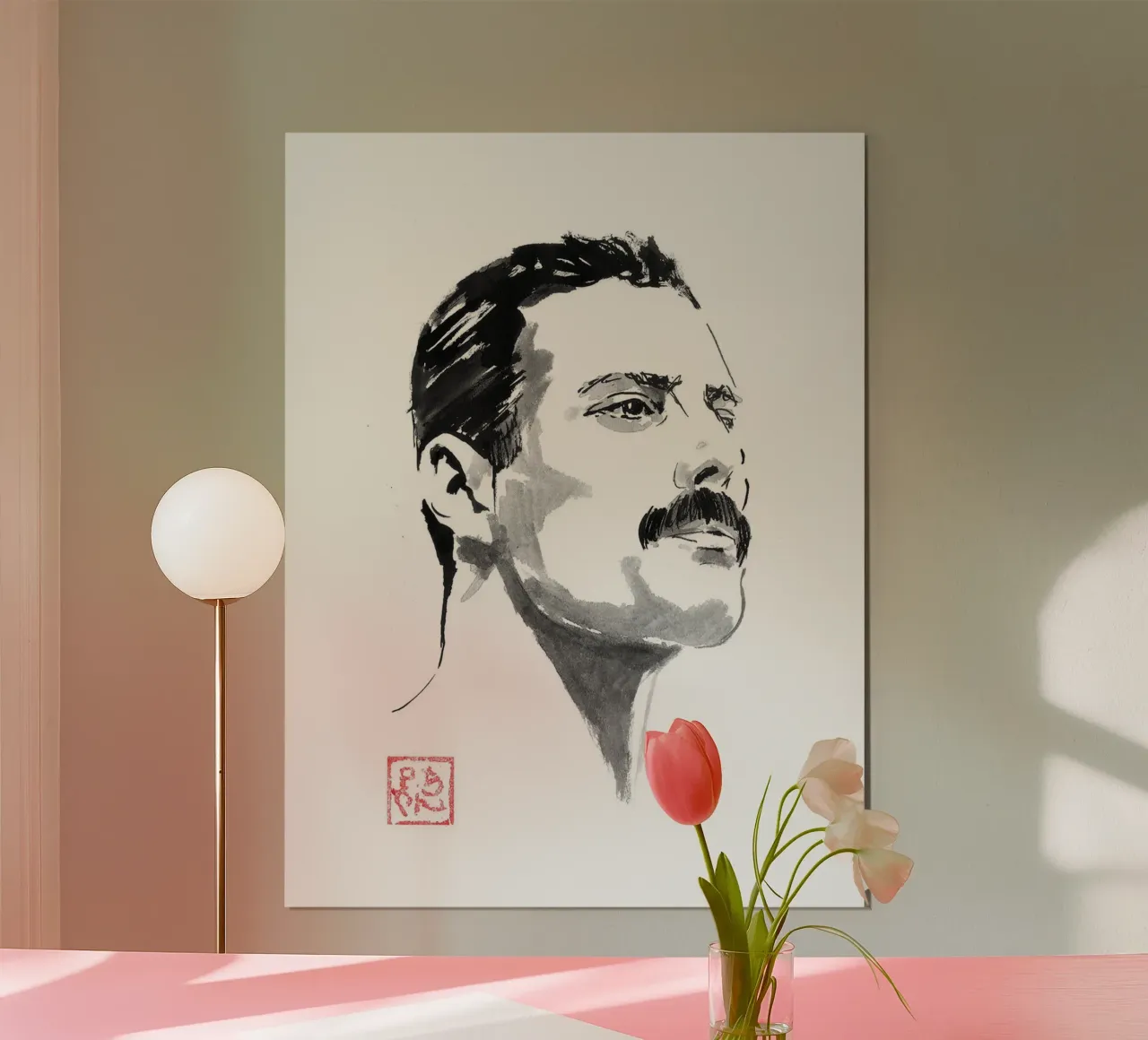 Freddie Mercury poster con telaio in legno da James
