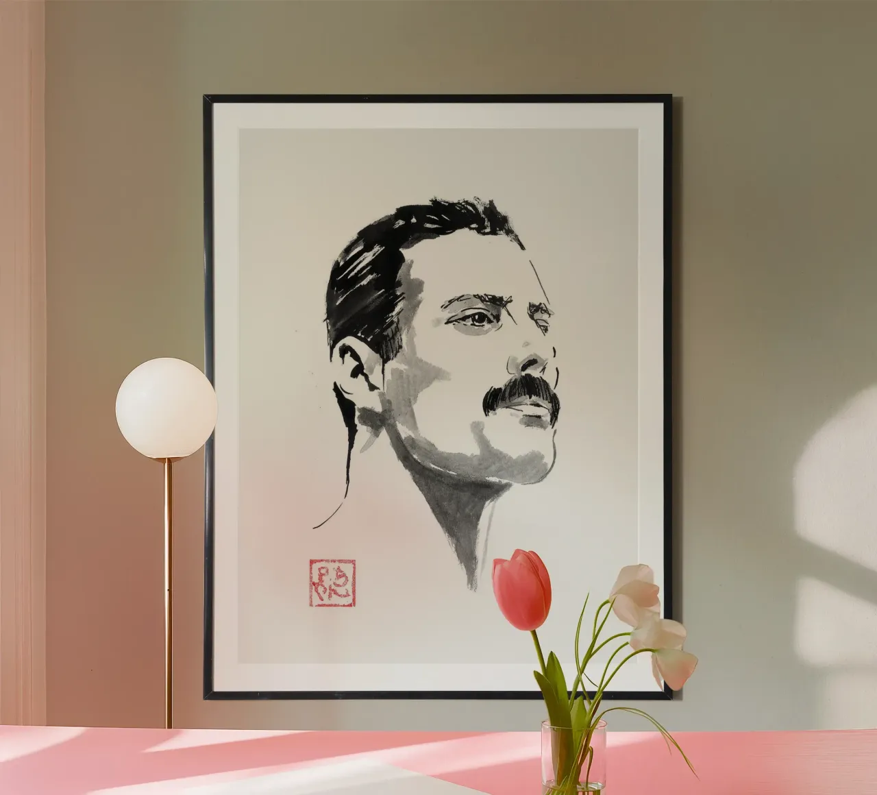 Freddie Mercury poster con telaio in legno da James