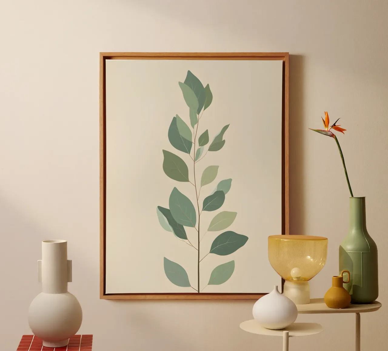 Eucalyptus Branch - Vertical tela con Cornice a cassetta da The Green Room