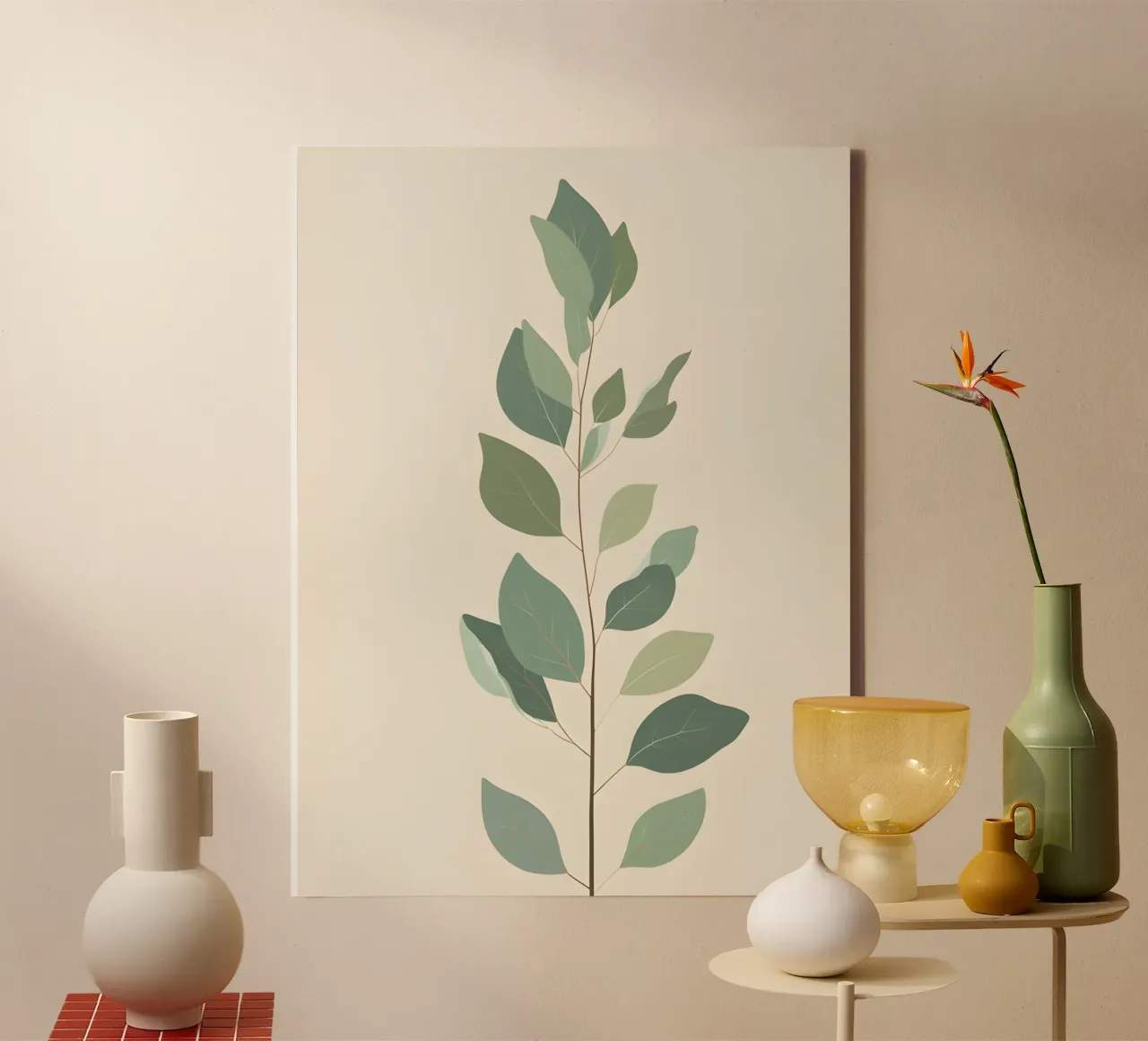 Eucalyptus Branch - Vertical tela con Cornice a cassetta da The Green Room