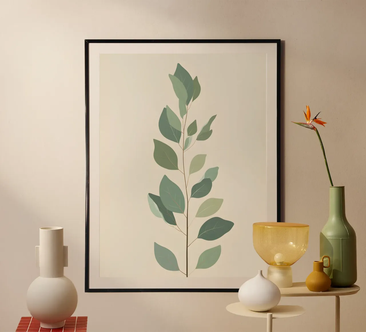 Eucalyptus Branch - Vertical poster con telaio in alluminio da The Green Room