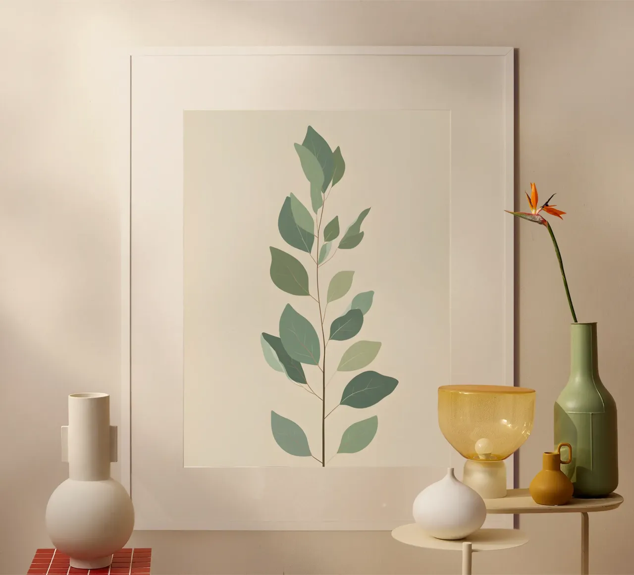 Eucalyptus Branch - Vertical poster con telaio in alluminio da The Green Room