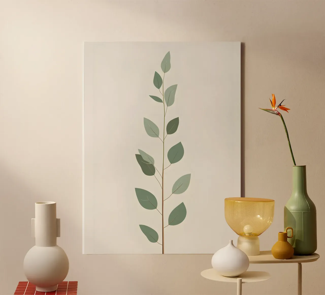 Eucalyptus Branch - Vertical tela con Cornice a cassetta da The Green Room
