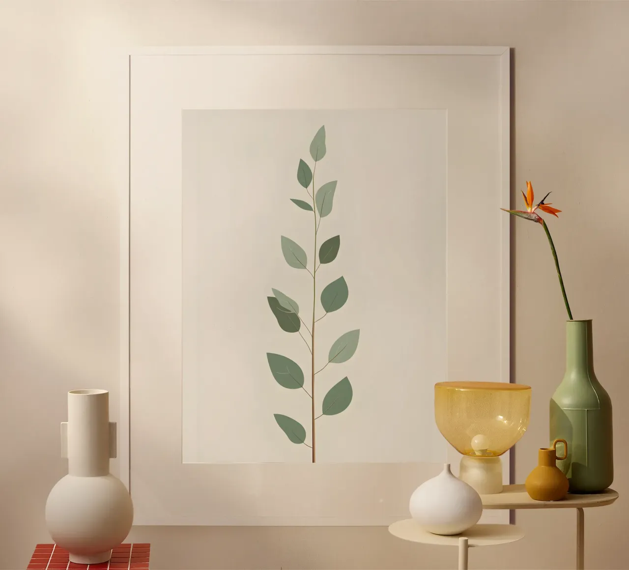Eucalyptus Branch - Vertical poster con telaio in alluminio da The Green Room