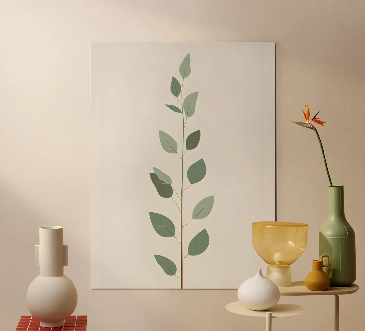 Eucalyptus Branch - Vertical poster con telaio in alluminio da The Green Room