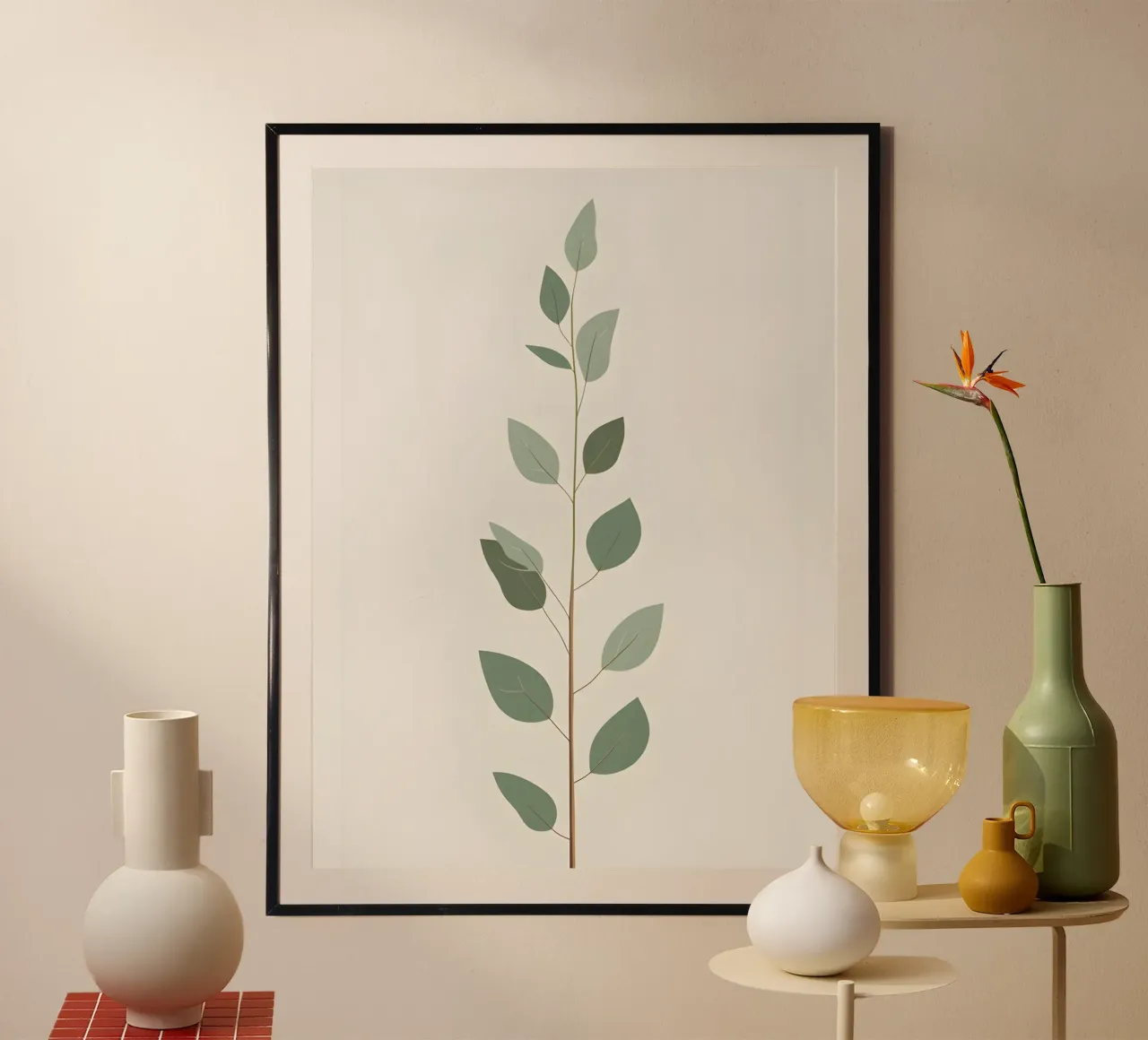 Eucalyptus Branch - Vertical poster con telaio in alluminio da The Green Room