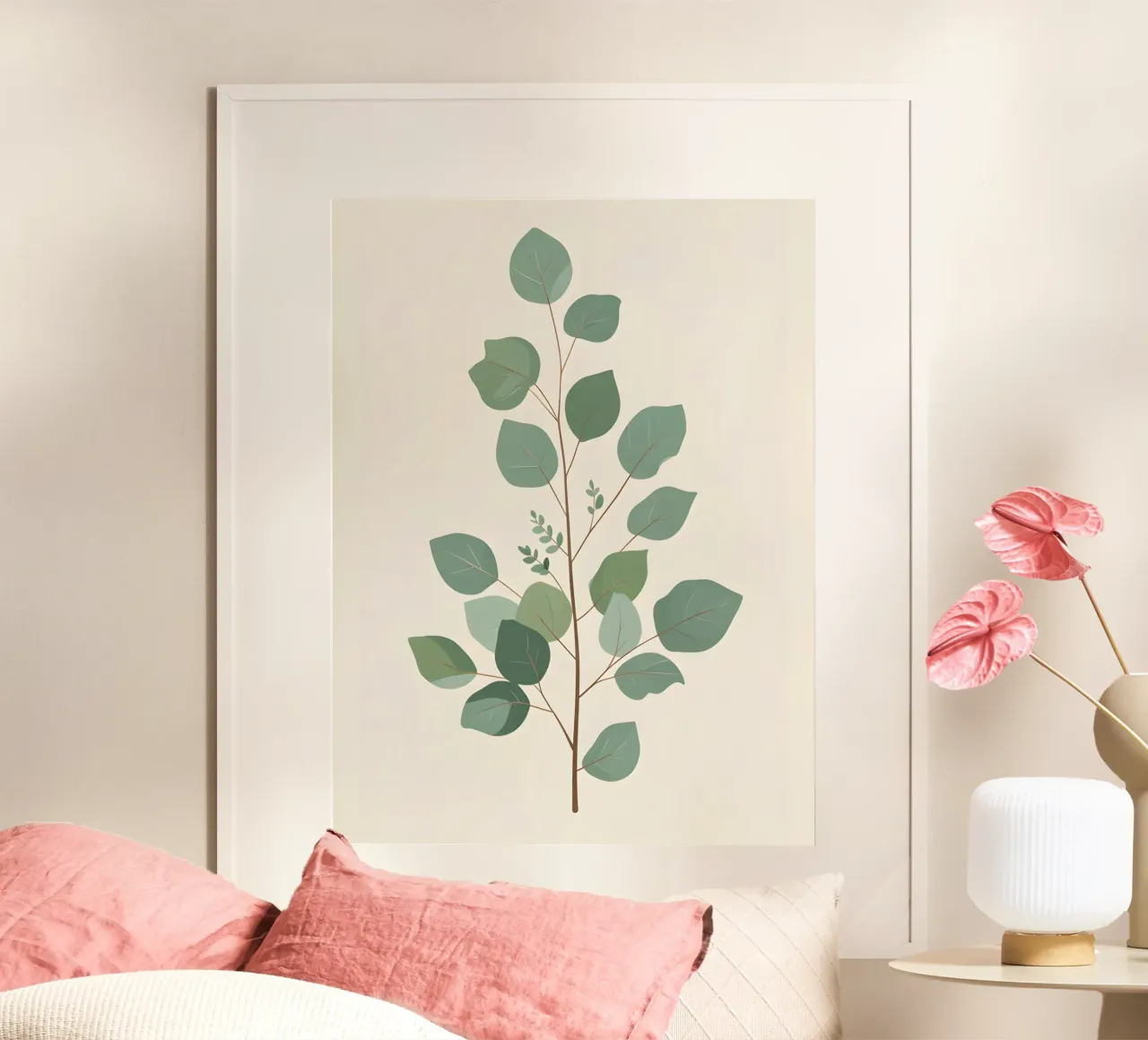 Eucalyptus Branch - Vertical poster con telaio in alluminio da The Green Room