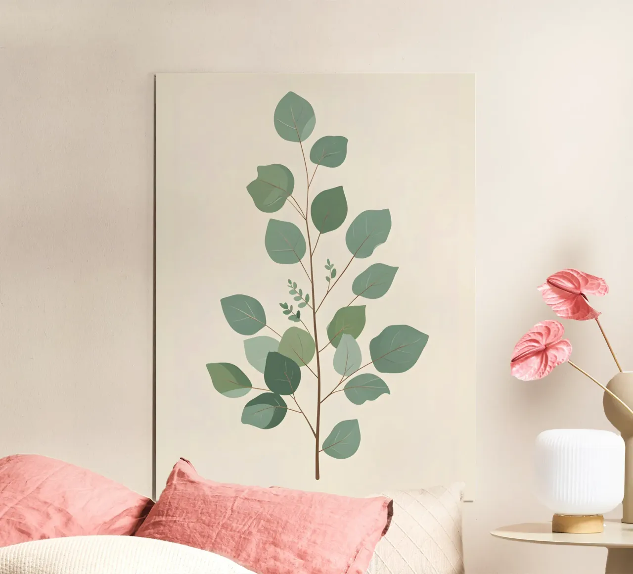 Eucalyptus Branch - Vertical poster con telaio in alluminio da The Green Room