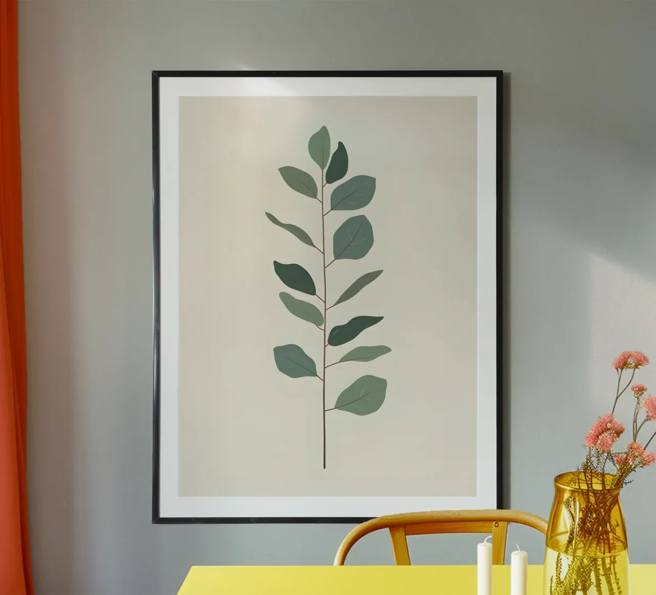 Eucalyptus Branch - Vertical poster con telaio in alluminio da The Green Room