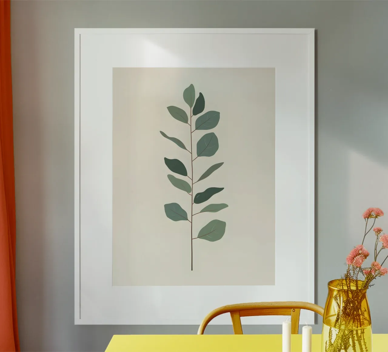 Eucalyptus Branch - Vertical poster con telaio in alluminio da The Green Room