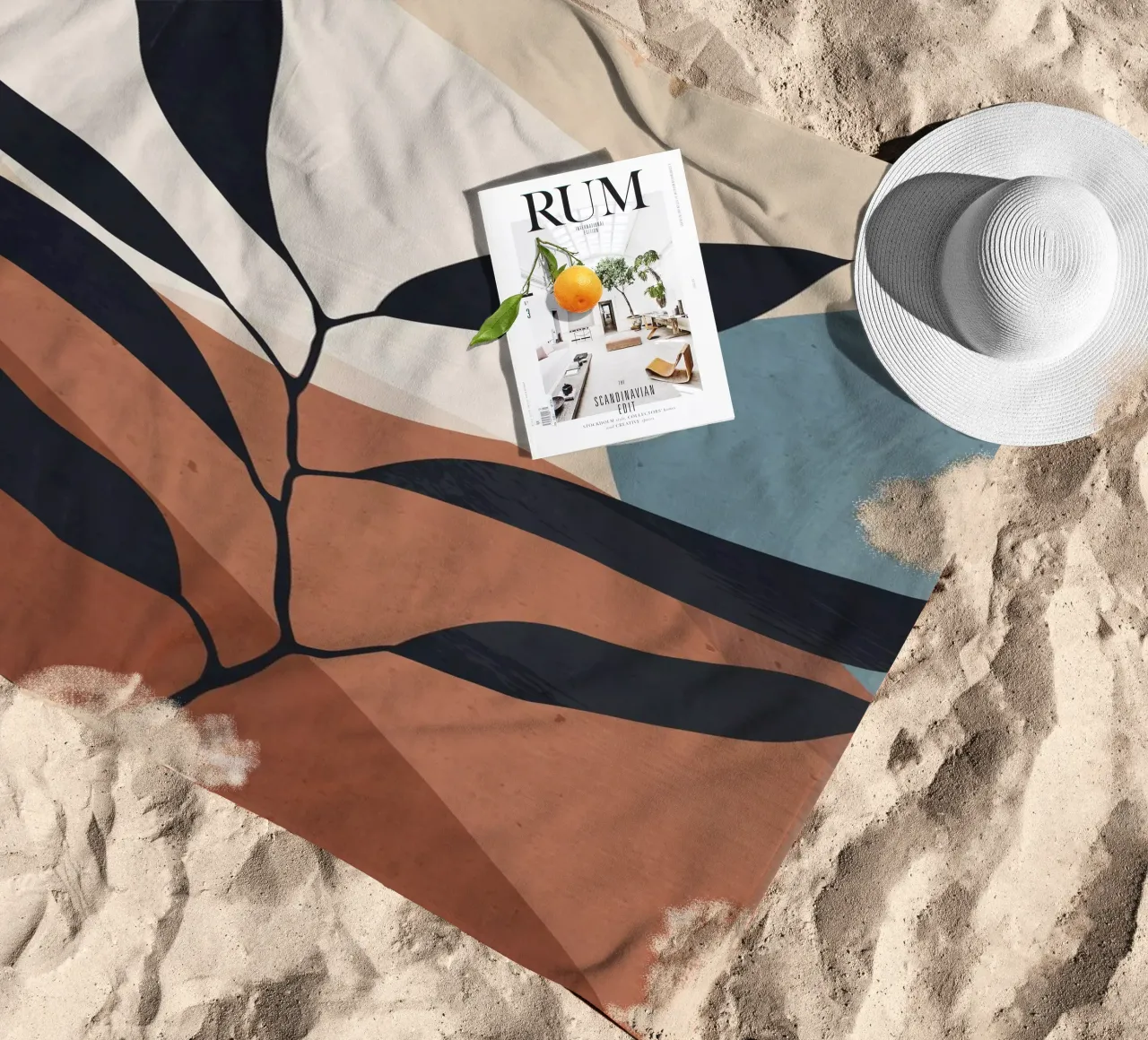 Abstract Art Tropical Leaf beach towel by ThingDesign