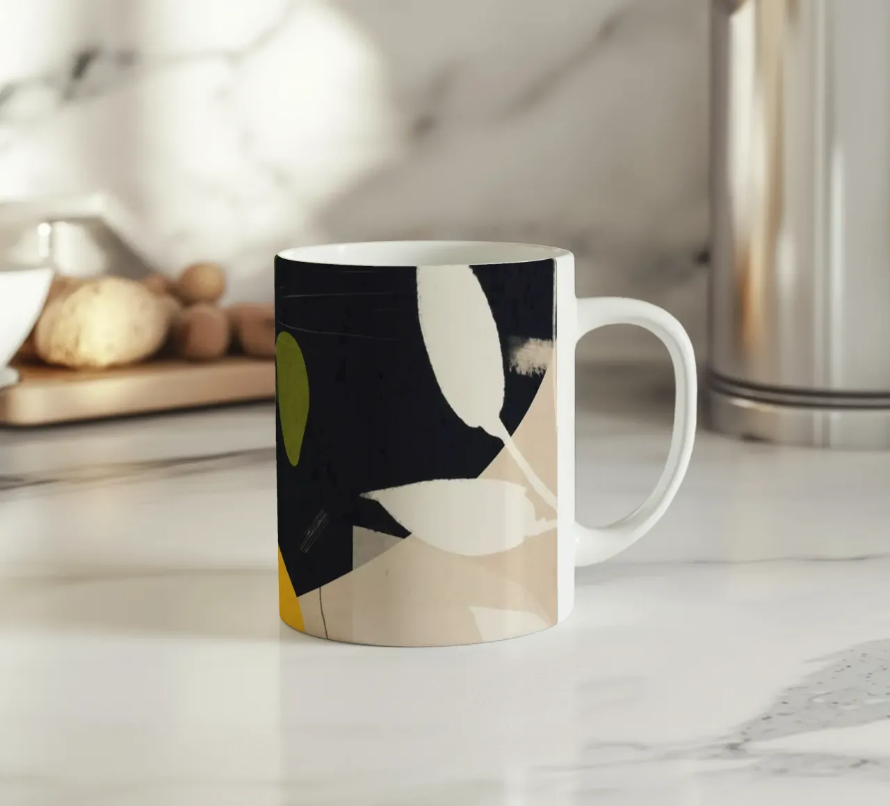 Zitrone Abstrakte Kunst Keramik Tasse von ThingDesign