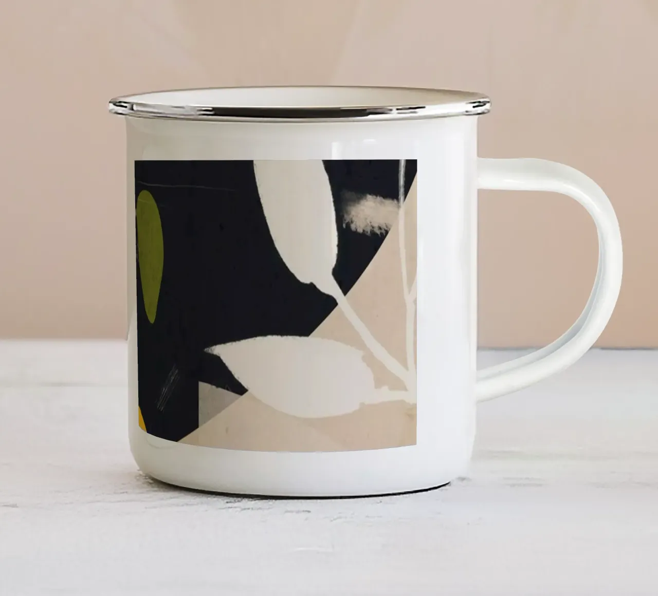 Zitrone Abstrakte Kunst Emaille Tasse von ThingDesign