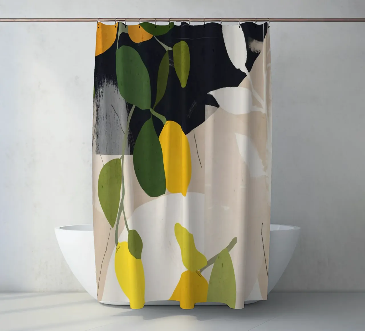 Zitrone Abstrakte Kunst Duschvorhang von ThingDesign