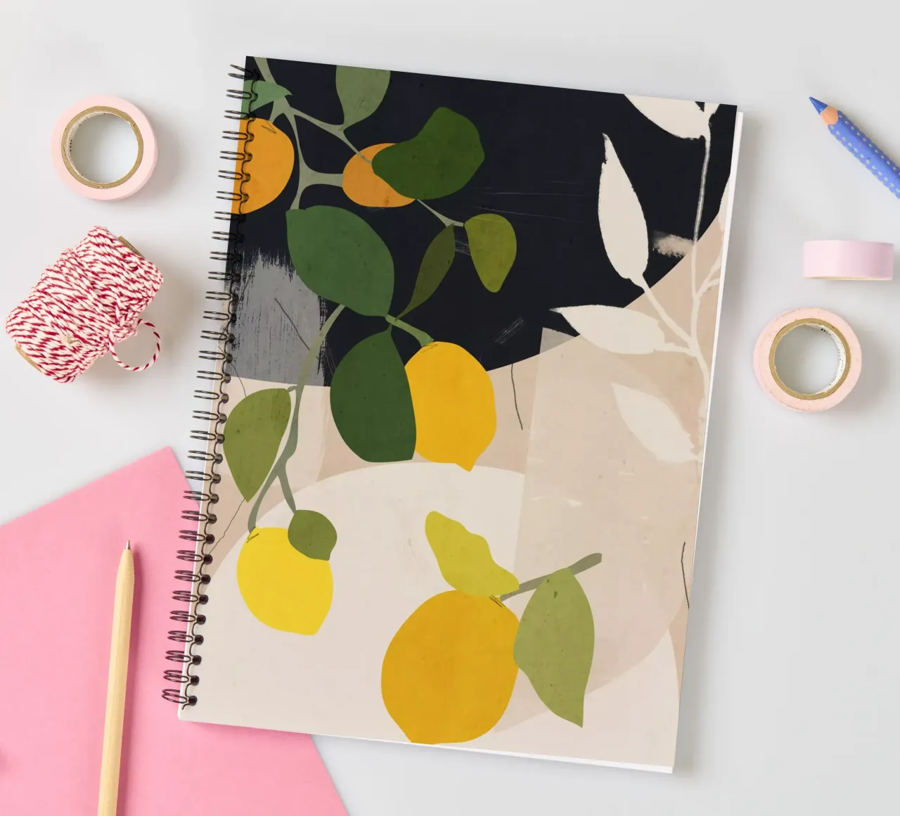 Lemon Abstract Art spiral notebook by ThingDesign