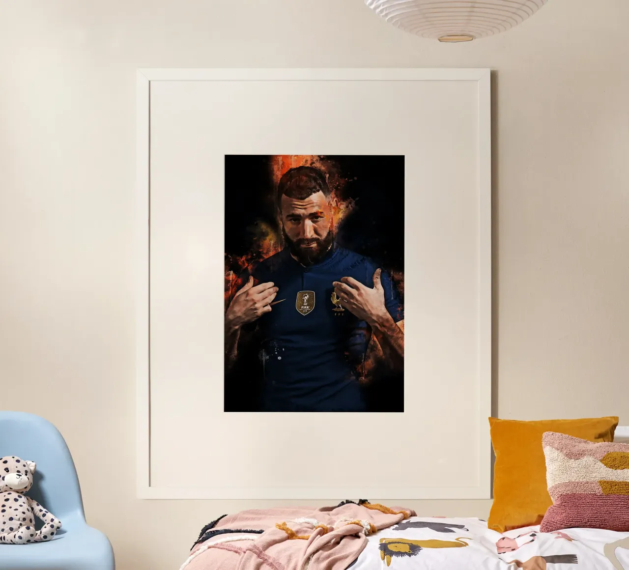 Karim Benzema poster con telaio in alluminio da MasterInkArt