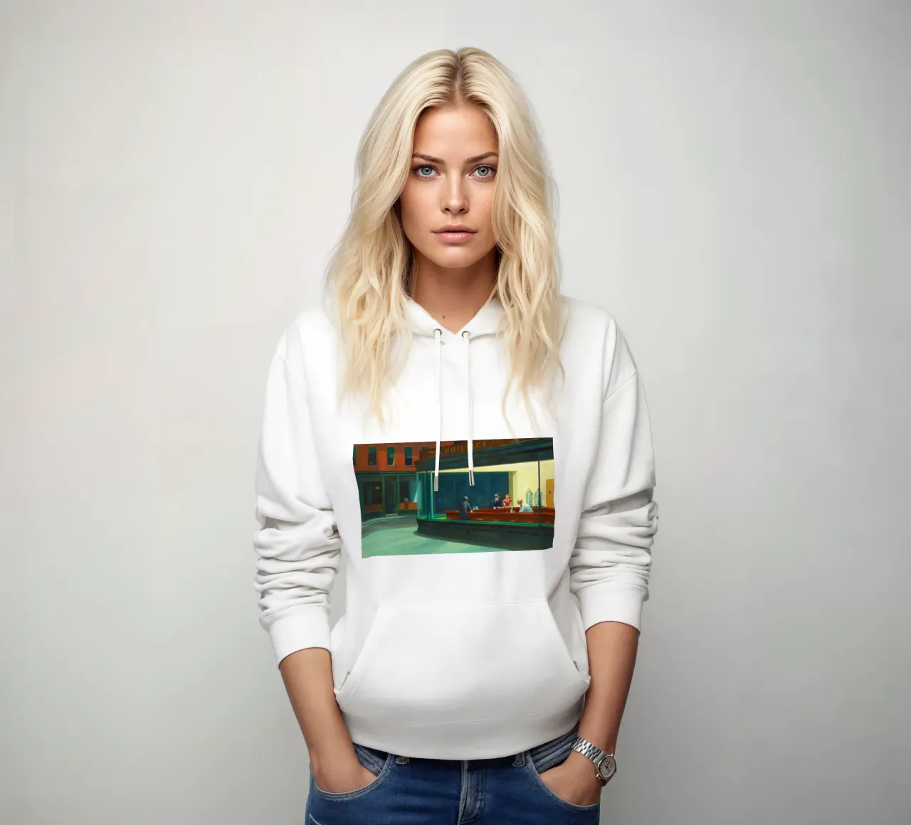 Nighthawks di Edward Hopper felpa con cappuccio da Classic Art Prints