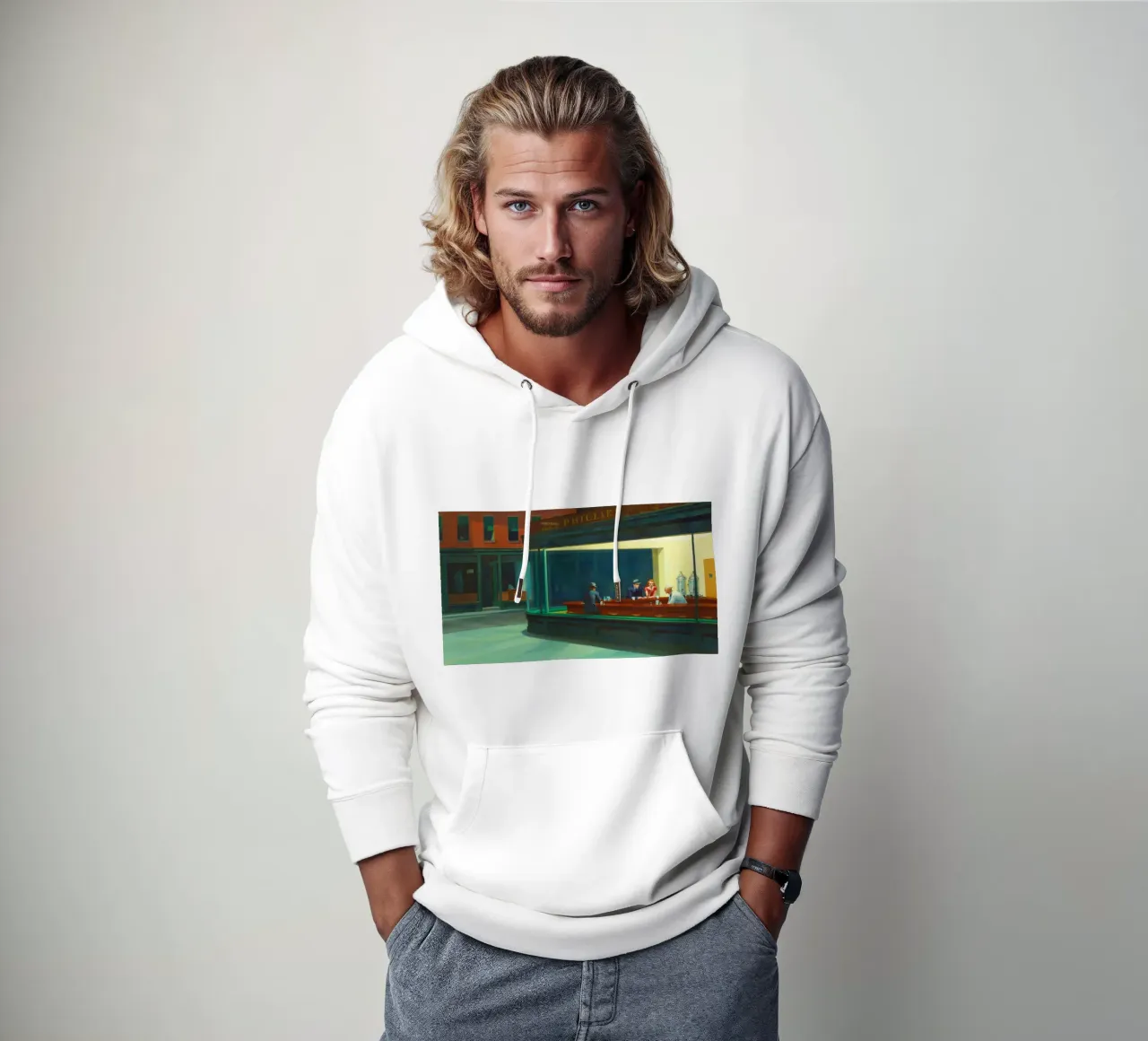 Nighthawks di Edward Hopper felpa con cappuccio da Classic Art Prints