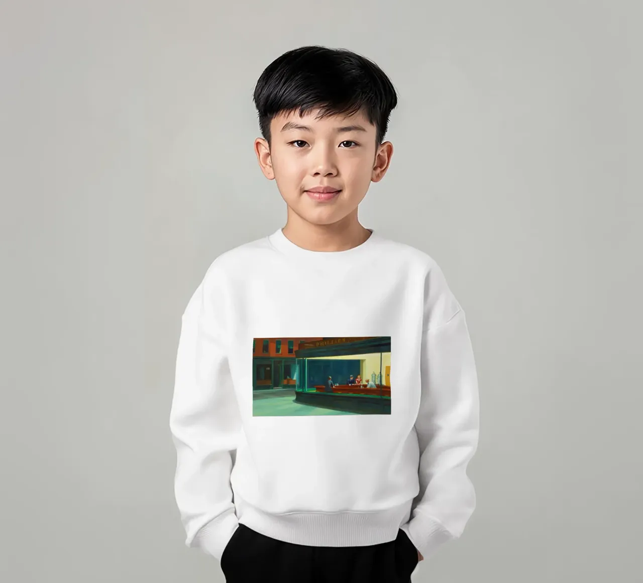 Nighthawks di Edward Hopper felpa bambino da Classic Art Prints