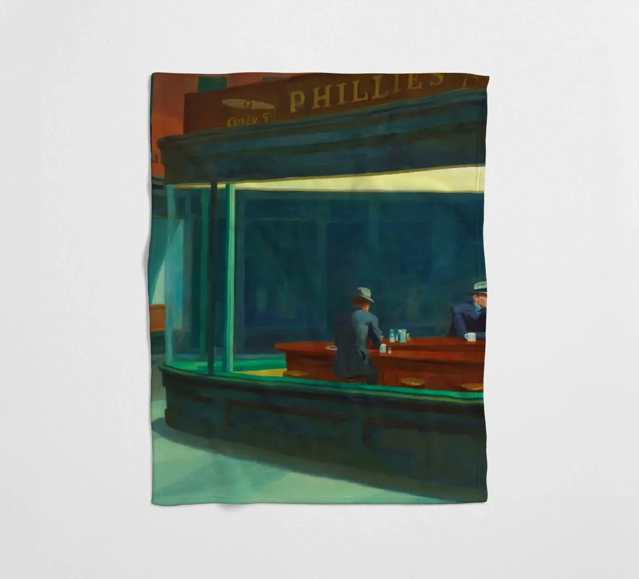Nighthawks di Edward Hopper coperta in pile da Classic Art Prints